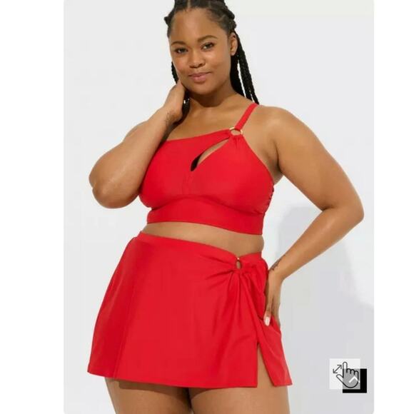 Torrid Red One Shoulder High-Rise O Ring Swim Set Size: 3 - Picture 1 of 9